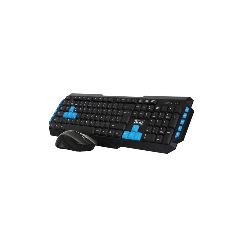 3GO COMBODRILEW2 teclado Ratón incluido Universal RF inalámbrico QWERTY Español Negro, Azul