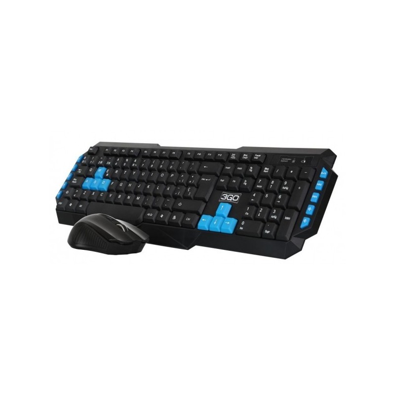 3GO COMBODRILEW2 teclado Ratón incluido Universal RF inalámbrico QWERTY Español Negro, Azul