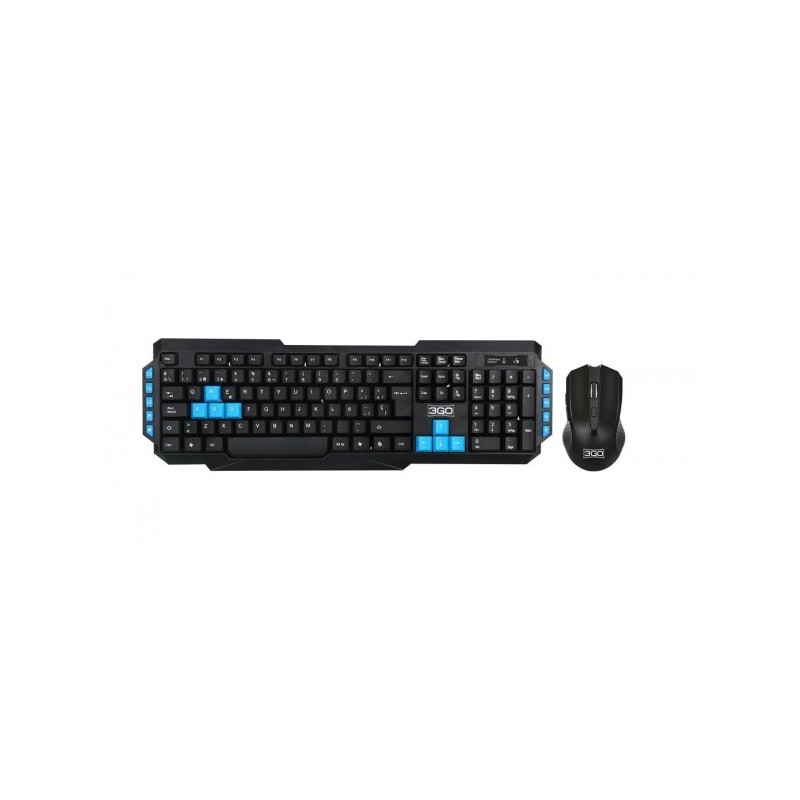 3GO COMBODRILEW2 teclado Ratón incluido Universal RF inalámbrico QWERTY Español Negro, Azul