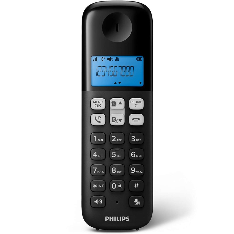 Philips D1611B/34 teléfono Teléfono DECT Identificador de llamadas Negro