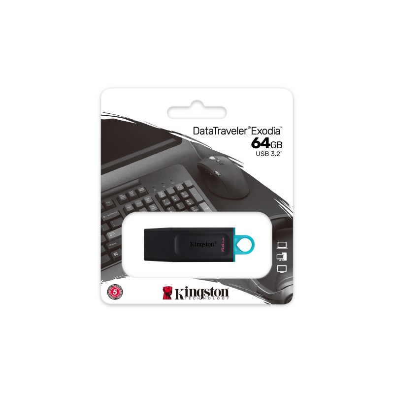 Kingston Technology DataTraveler Exodia unidad flash USB 64 GB USB tipo A 3.2 Gen 1 (3.1 Gen 1) Negr