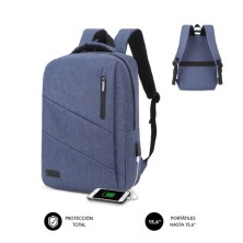 SUBBLIM City Backpack Mochila para portátil 15.6", Poliéster Oxford, Azul