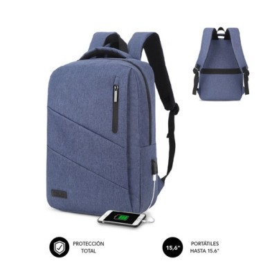 SUBBLIM City Backpack Mochila para portátil 15.6", Poliéster Oxford, Azul