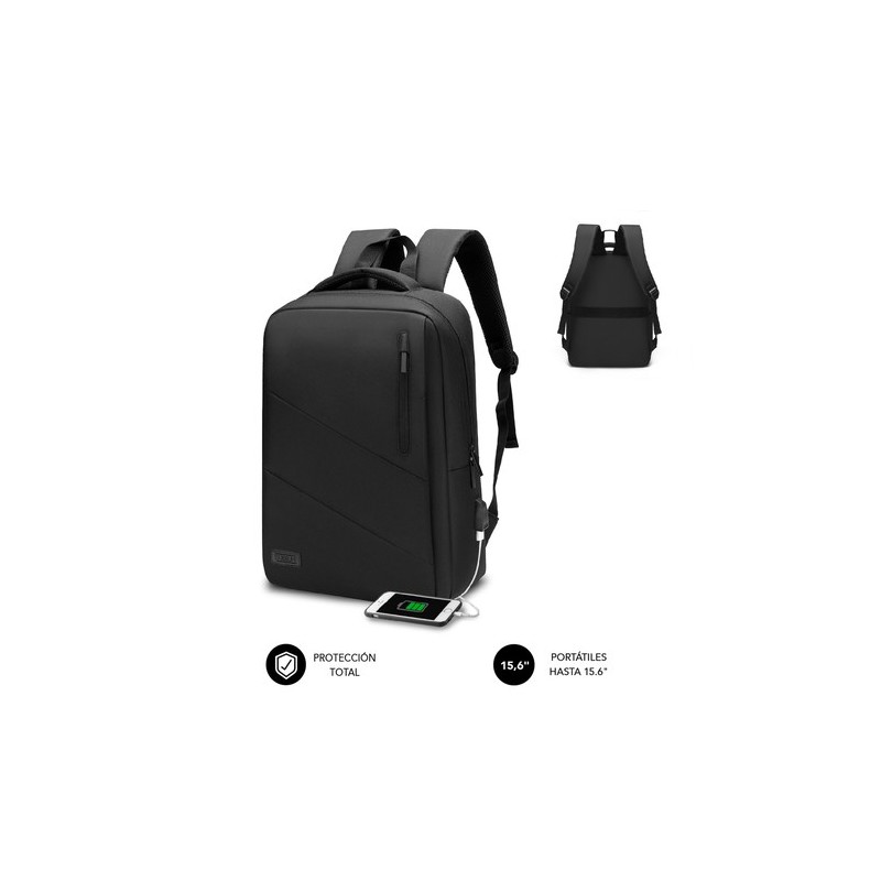 SUBBLIM City Backpack Mochila para portátil 15.6", Poliéster Oxford, Negra