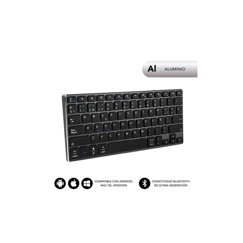 SUBBLIM Teclado Wireless Bluetooth Aluminio Advance Compact Grey