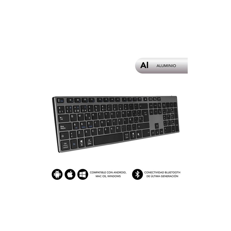 SUBBLIM Teclado Wireless Bluetooth Aluminio Advance Extended Grey