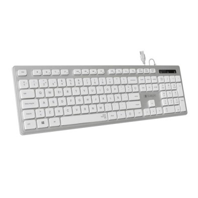 SUBBLIM Teclado Ergonómico con cable USB Plano Silencioso Plateado/Blanco Ergo