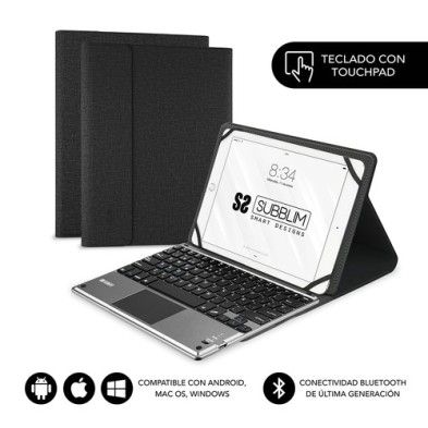 SUBBLIM Funda con Teclado KEYTAB PRO BLUETOOTH 10,1" TOUCHPAD Black