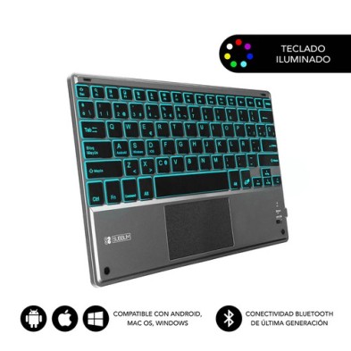 SUBBLIM Teclado Bluetooth Smart Backlit BT Keyboard Touchpad Grey