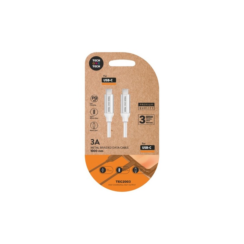 TECH ONE TECH TEC2204 cable USB 1 m USB C Blanco