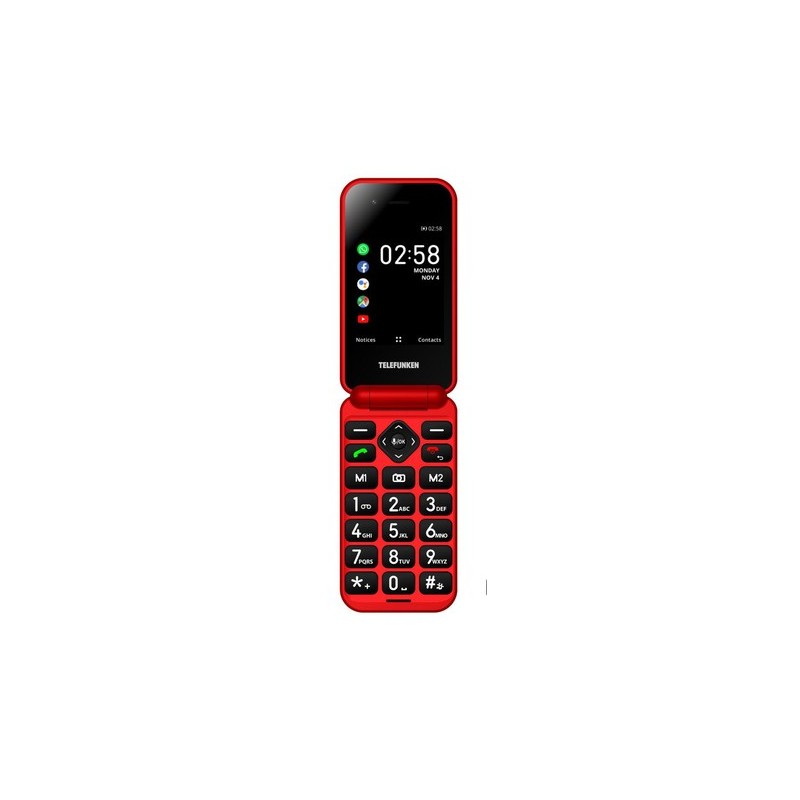 Telefunken S740 Red 7,11 cm (2.8") 129 g Rojo Teléfono para personas mayores