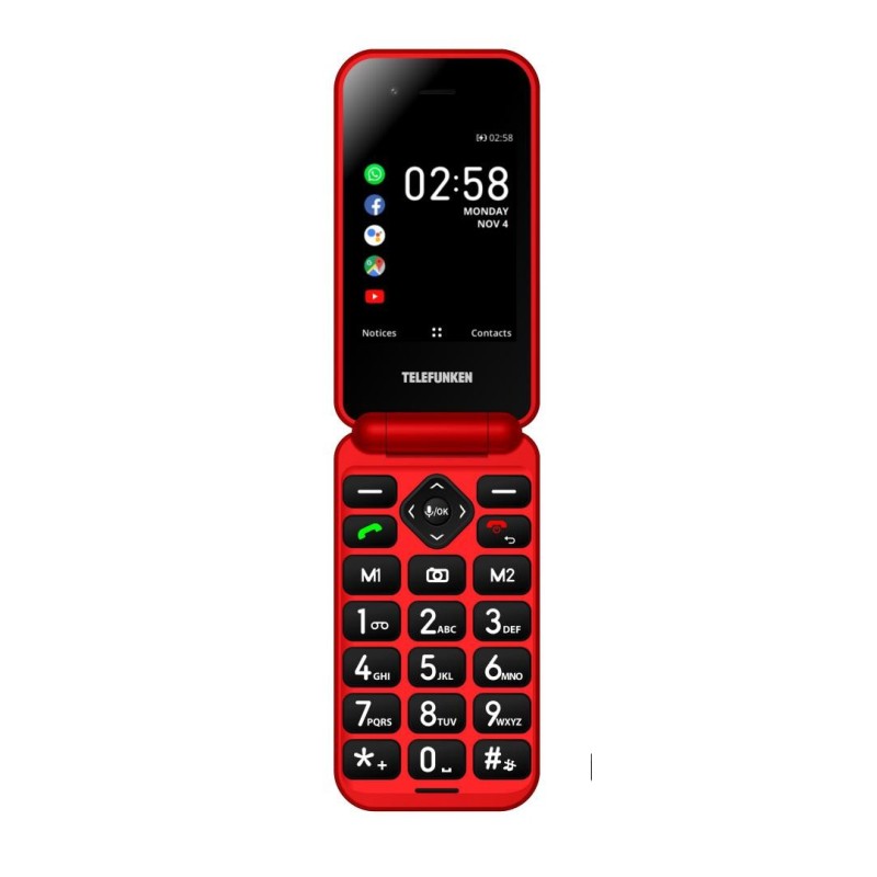 Telefunken S740 Red 7,11 cm (2.8") 129 g Rojo Teléfono para personas mayores