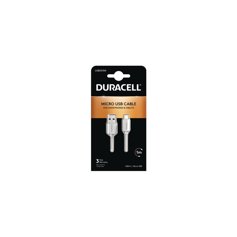 Duracell USB5013W cable USB 2.0 1 m USB A Micro-USB A Blanco