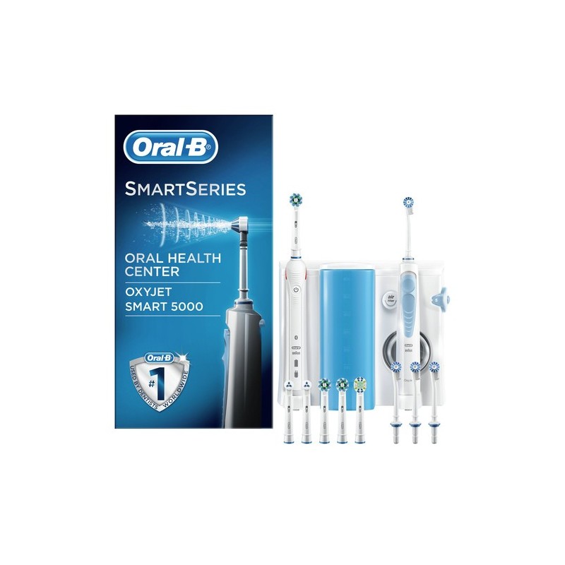 Oral-B Smart 5000 + Oxyjet Adulto Cepillo dental oscilante Azul, Blanco