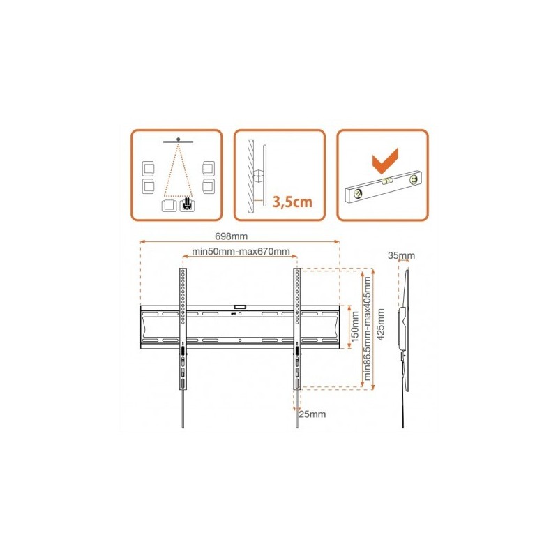 Metronic 451043 soporte para TV 177,8 cm (70") Negro