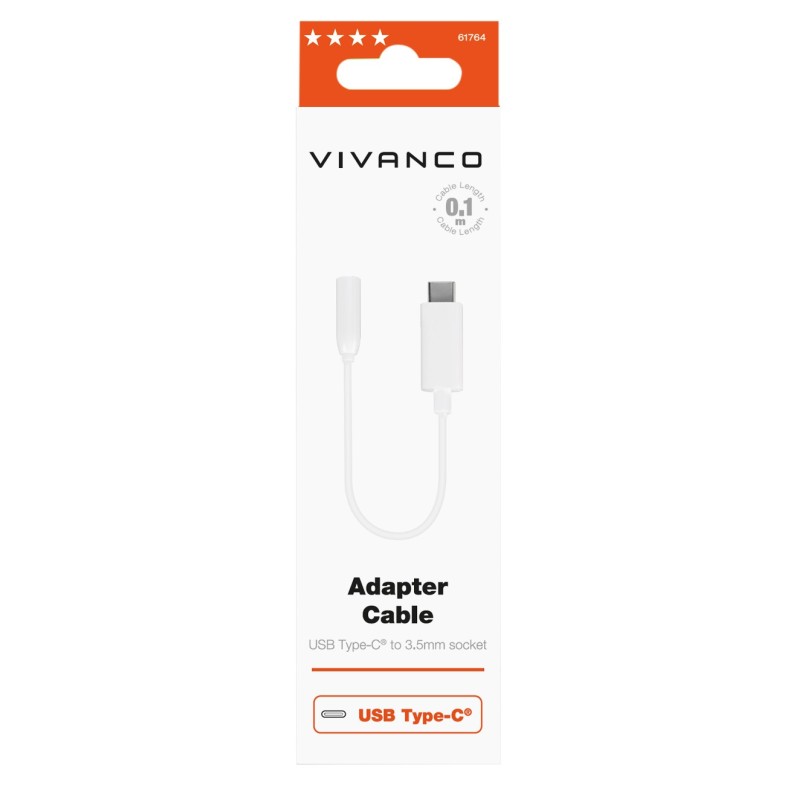 Vivanco AAVVUSBC10W cable de teléfono móvil Blanco 0,1 m USB C 3,5mm