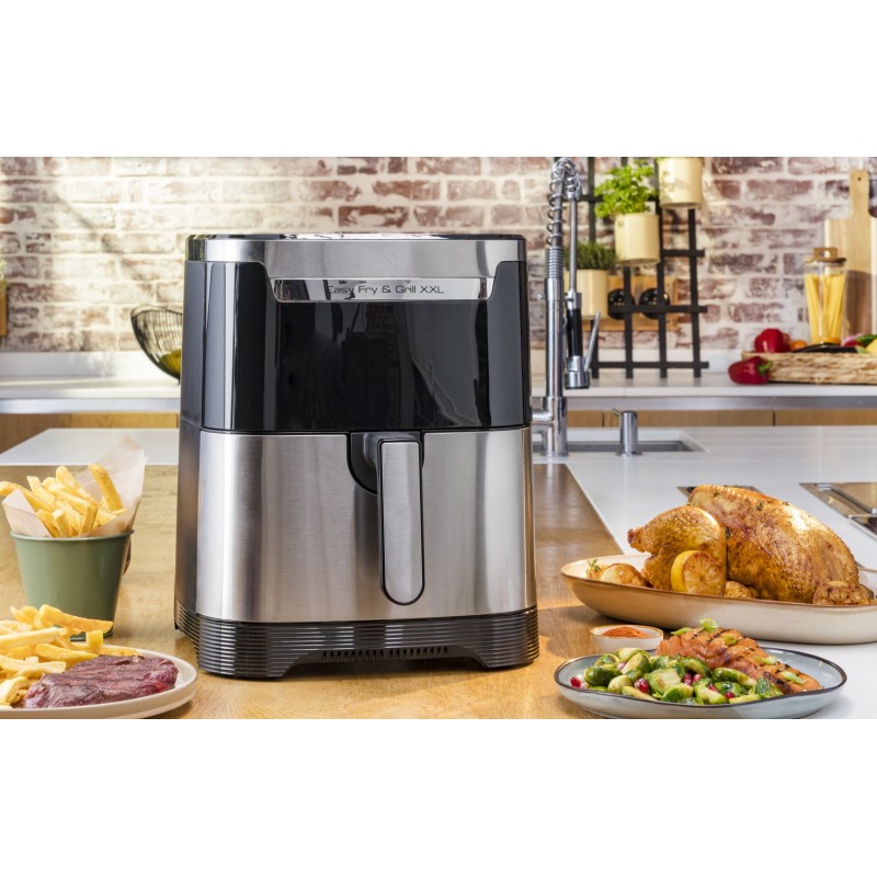 Moulinex Easy Fry & Grill XXL Sencillo Independiente Freidora de aire caliente Negro, Acero inoxidab