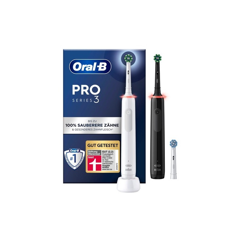 Oral-B Pro 3 Adulto Cepillo dental giratorio Negro, Blanco