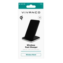 Vivanco QICHARSTANDVV10 Smartphone Aluminio, Negro USB Cargador inalámbrico Carga rápida Interior