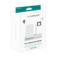 Vivanco 2 in 1 Wireless Fast Charger Smartphone, Reloj inteligente Blanco USB Carga rápida Interior