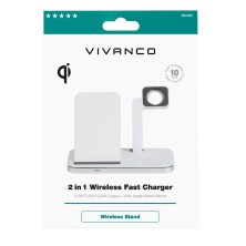 Vivanco 2 in 1 Wireless Fast Charger Smartphone, Reloj inteligente Blanco USB Carga rápida Interior