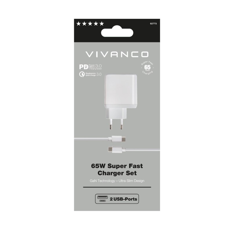 Vivanco Super Fast Dual Charger Set Universal Blanco Corriente alterna Interior