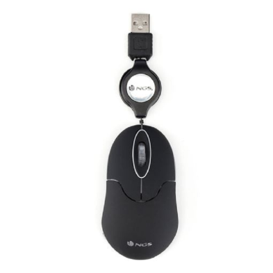 Ratón Ngs SINBLACK Óptico Usb 1000dpi Retráctil Negro