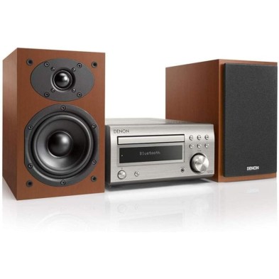 Cadena Denon D-M41 Cerezo - Bluetooth, 30 W, plata/madera