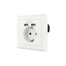 Nanocable Base de enchufe de pared tipo schuko con 2 tomas USB Max. 2.4A, blanca