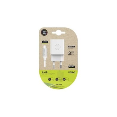 Cargador TechOneTech Doble + Cable USB-A a MICRO-USB 1m