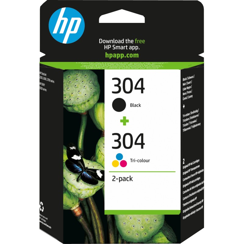 HP Paquete de 2 cartuchos de tinta Original 304 negro/tricolor