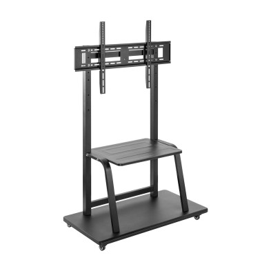 Soporte TV AISENS de suelo ECO con ruedas, bandeja para DVD para Monitor/TV 150Kg de 37-100, Negro