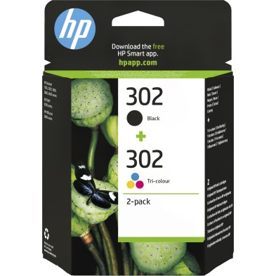 cartuchos de tinta HP  2 piezas original 302 negro/tricolor