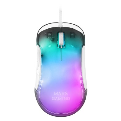 Ratón Mars Gaming MMGLOWW   RGB Chroma-Glow Acabado Espejo 12800 DPI Blanco