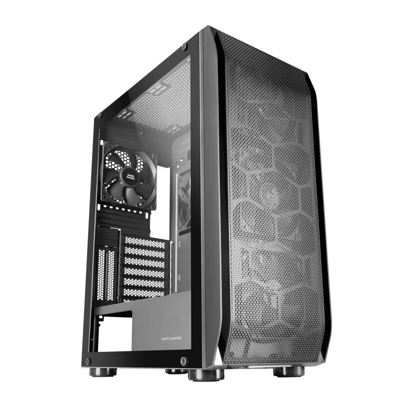 Torre Mars Gaming MC-PRO2  Profesional E-ATX Sistema CPU FREEZER 5 Ventiladores Ultra-silenciosos y Frontal Metal-Mesh Negro