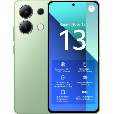 Xiaomi Redmi Note 13 169 cm 6.67" Ranura híbrida Dual SIM Android 13 4G USB Tipo C 6 GB 128 GB 5000 mAh Verde Color menta