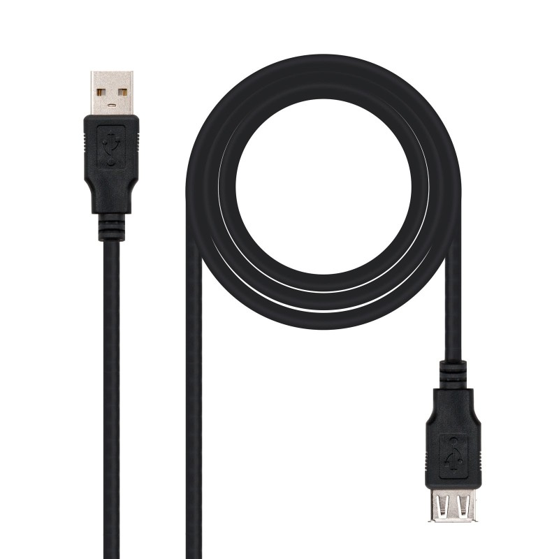 Cable Nanoclabe  Usb 2.0, Tipo A/M-A/H, Negro, 3.0 M