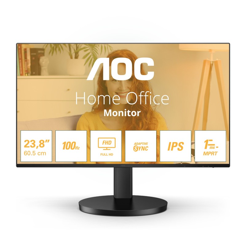 Monitor Aoc 24B3Ha2  60,5 Cm (23.8") 1920 X 1080 Pixeles Full Hd Led Negro