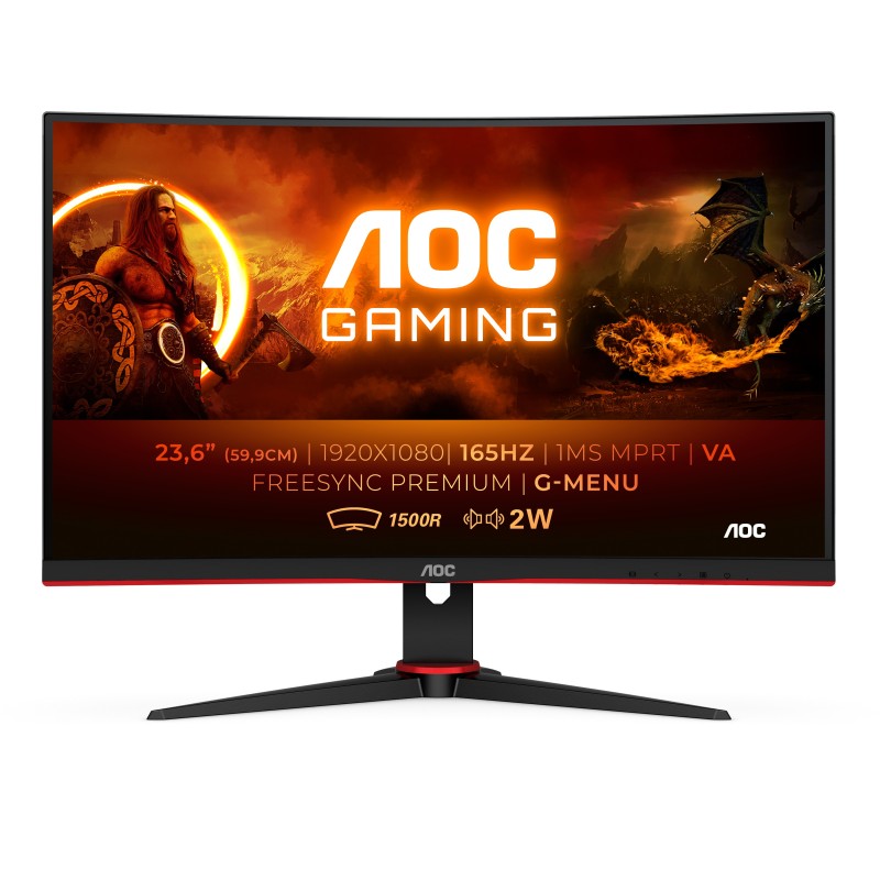 Monitor Aoc G2 C24G2Ae/Bk  59,9 Cm (23.6") 1920 X 1080 Pixeles Full Hd Led Negro, Rojo