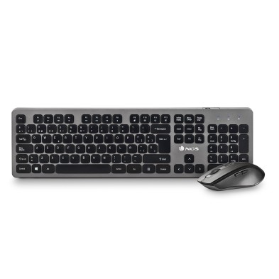 Teclado  Ngs Idol Kit  Raton Incluido Oficina Rf Inalámbrico Qwerty Negro, Plata