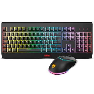 Teclado Krom Kabala  Ratón Incluido Juego Rf Inalámbrico Qwerty Español Negro