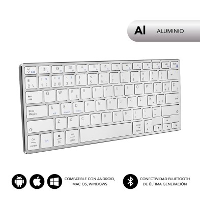 Teclado Subblim  Wireless Bluetooth Aluminio Advance Compact Silver