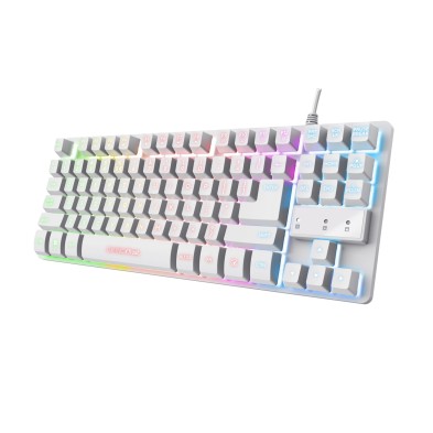 Teclado Trust Gxt 833W Thado  Juego Usb Qwerty Español Blanco