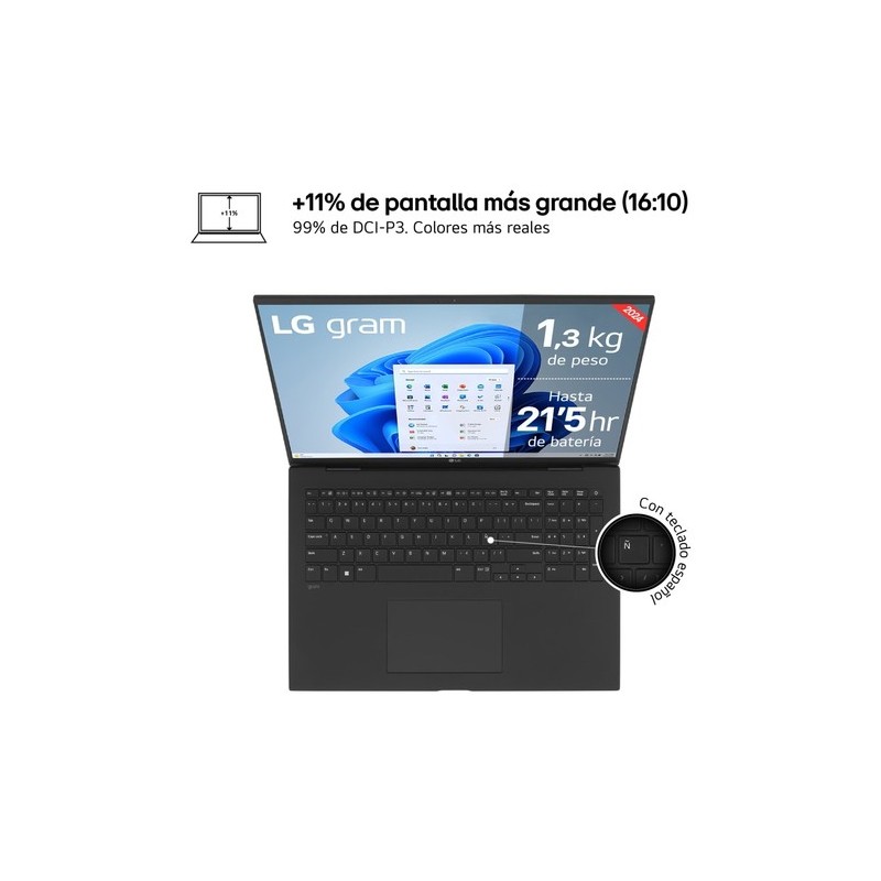 LG Gram 17Z90S-G.AA75B ordenador portatil Intel Core Ultra 7 155H Portátil 43,2 cm (17") WQXGA 16 GB