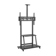 Soporte De Suelo Aisens  Eco Con Rueda, Bandeja Para Dvd Y Soporte De Cámara Para Monitor/Tv 150Kg De 37-100, Negro