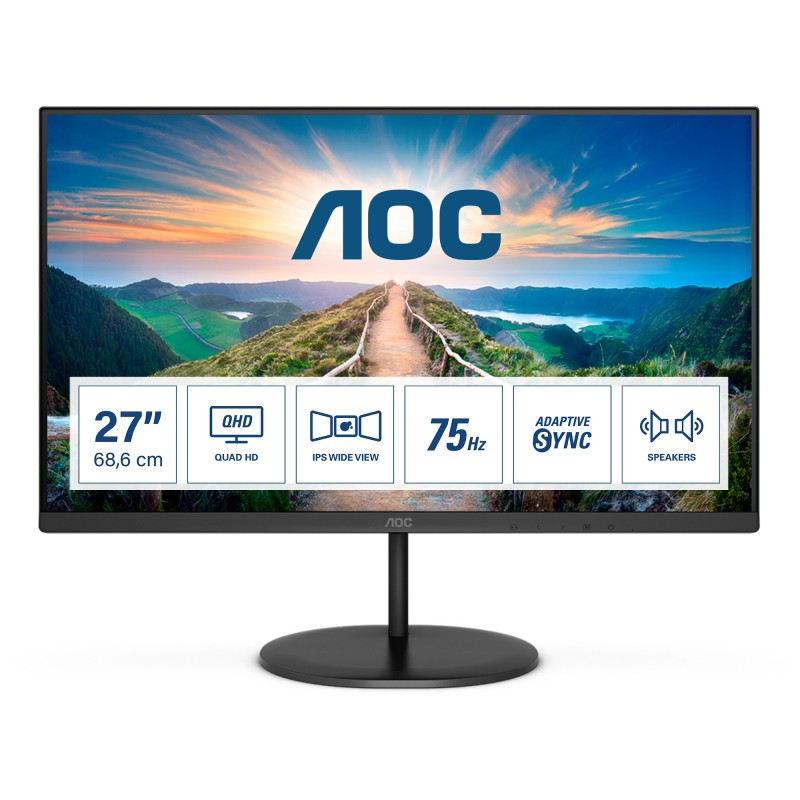 Monitor Aoc V4 Q27V4Ea Led Display  27" 2560 X 1440 Pixeles 2K Ultra Hd Negro