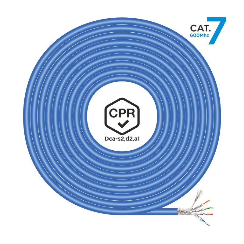 Cable De Red Aisens  Rj45 Lszh Cpr Dca Cat.7 600 Mhz S/Ftp Awg23, Azul, 305 M