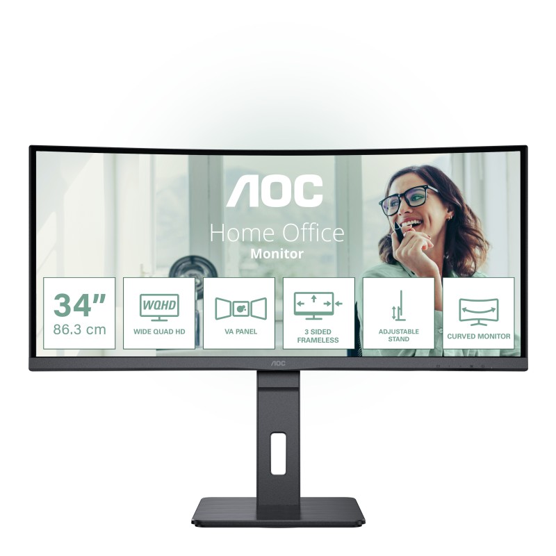 Monitor Aoc Cu34P3Cv  34" 3440 X 1440 Pixeles Ultrawide Quad Hd Led Negro