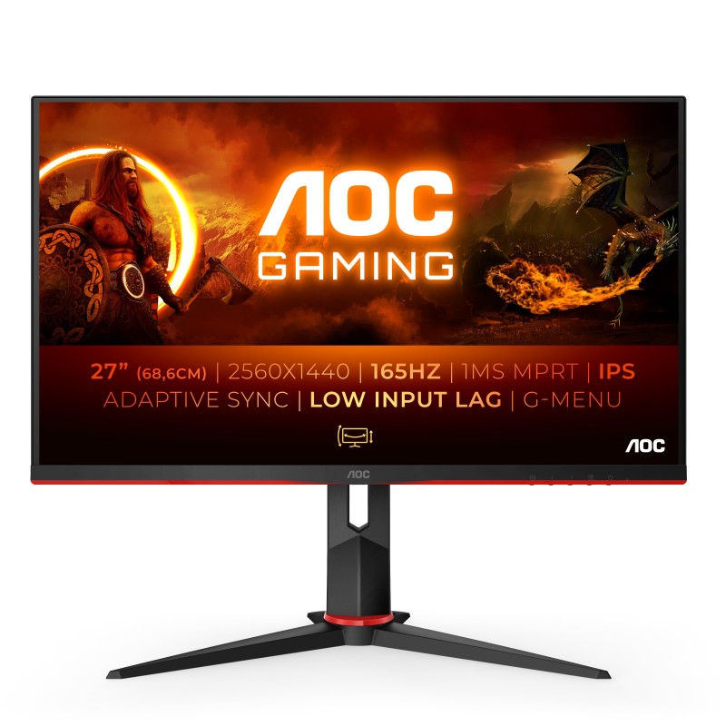 Monitor Aoc Q27G2S/Eu  27" 2560 X 1440 Pixeles Quad Hd Led Negro, Rojo