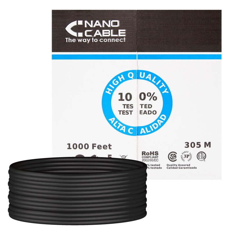 Cable De Red Nanocable 10.20.0504-Ext-Bk Negro 305 M Cat6 U/Utp (Utp)